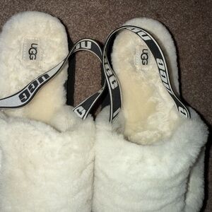 UGG White Cozy Sheepskin Slippers